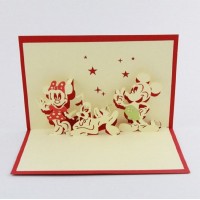 Handmade 3d Pop Up Birthday Card Origami Kirigami Paper Craft Disney Mickey Mouse Minnie Pluto Cartoon Kid Child Happy Greeting Love Family